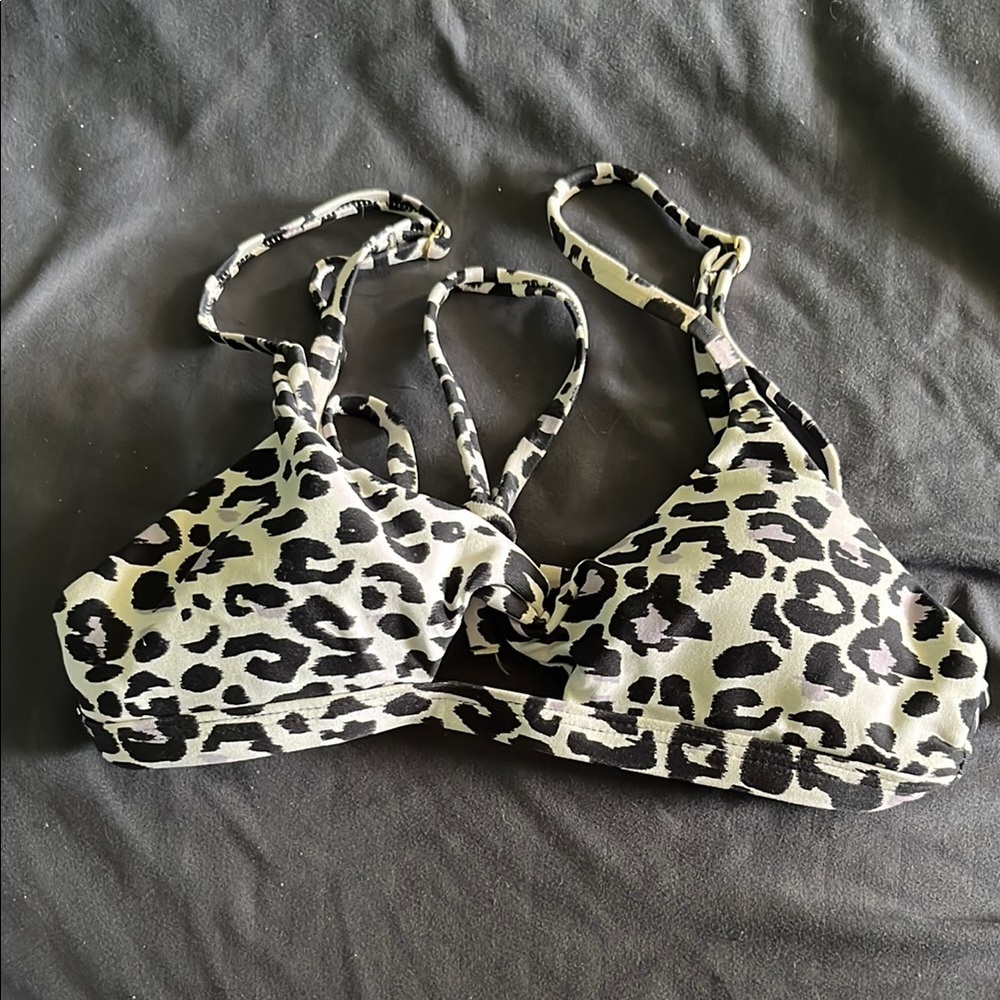 Midori Cream and Black Bikini with Bold Leopard Print
